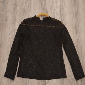 ZARA Black, sheer, long sleeved blouse